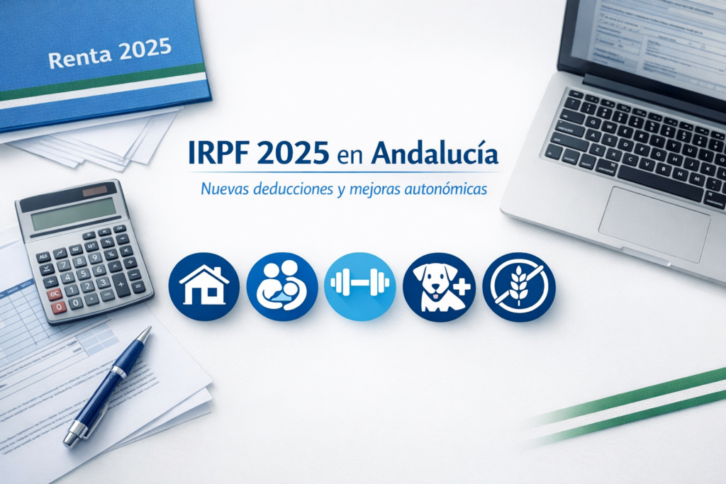 Conoce las principales deducciones autonómicas del IRPF 2025 en Andalucía: alquiler de vivienda habitual, nacimiento o adopción, deporte, gastos veterinarios y celiaquía.